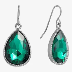 Sparkle Allure Womens Red Crystal Pure Silver Over Brass Drop Earrings