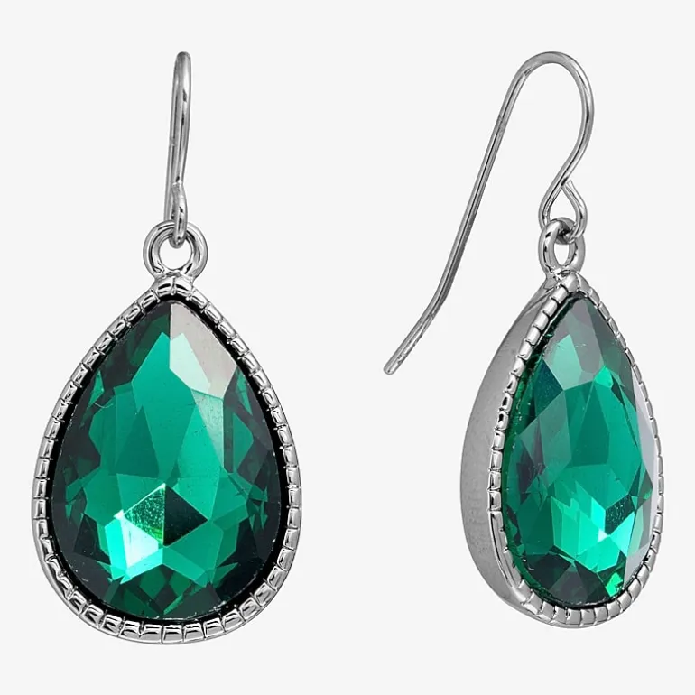 Sparkle Allure Womens Red Crystal Pure Silver Over Brass Drop Earrings