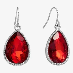 Sparkle Allure Womens Red Crystal Pure Silver Over Brass Drop Earrings
