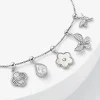 Sparkle Allure Womens White Cubic Zirconia Pure Silver Over Brass Flower Charm Bracelet