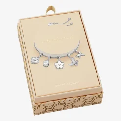 Sparkle Allure Womens White Cubic Zirconia Pure Silver Over Brass Flower Charm Bracelet