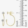 Sparkle Allure Womens White Diamond Accent Pure Silver Over Bronze Clover Earring Jackets