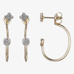 Sparkle Allure Womens White Diamond Accent Pure Silver Over Bronze Clover Earring Jackets