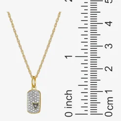 Sparkle Allure Womens White Diamond Accent Pure Silver Over Bronze Dog Tag 18 Inch Pendant Necklace