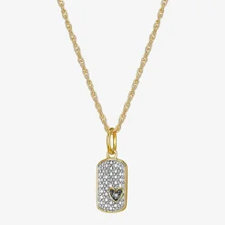 Sparkle Allure Womens White Diamond Accent Pure Silver Over Bronze Dog Tag 18 Inch Pendant Necklace