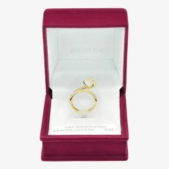 Sparkle Allure Wrap Womens White Crystal 14K Gold Over Brass Pear Bypass Cocktail Ring