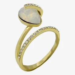Sparkle Allure Wrap Womens White Crystal 14K Gold Over Brass Pear Bypass  Cocktail Ring