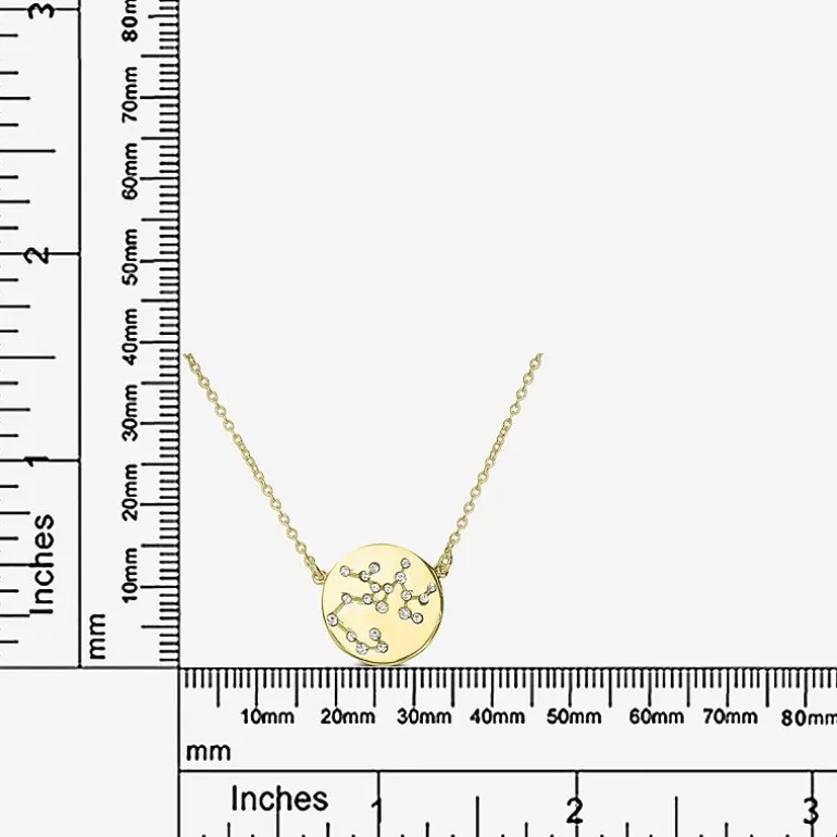 Sparkle Allure Zodiac Coin Womens Crystal 14K Gold Over Brass Round 16 Inch Pendant Necklace
