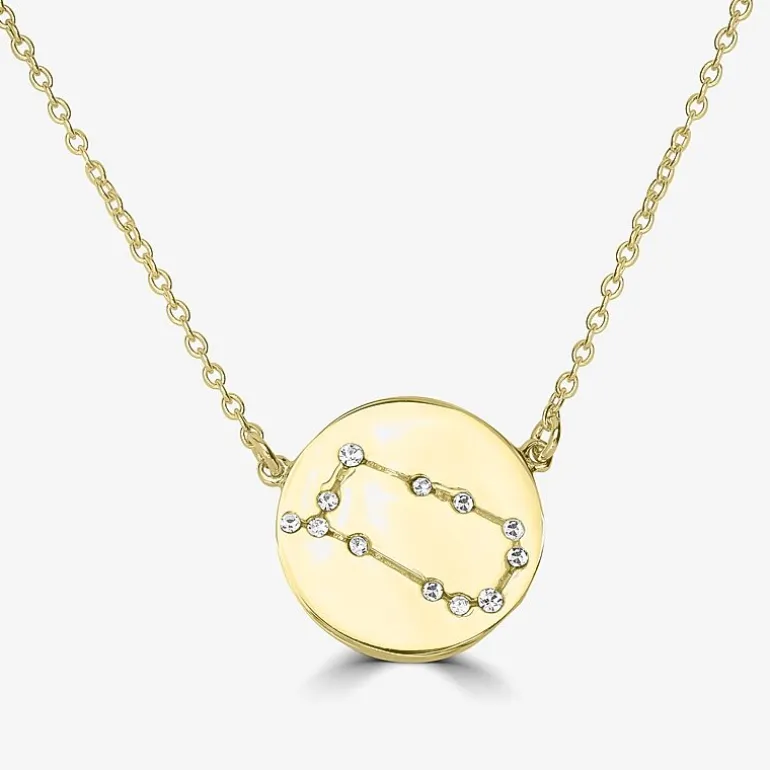Sparkle Allure Zodiac Coin Womens Crystal 14K Gold Over Brass Round 16 Inch Pendant Necklace