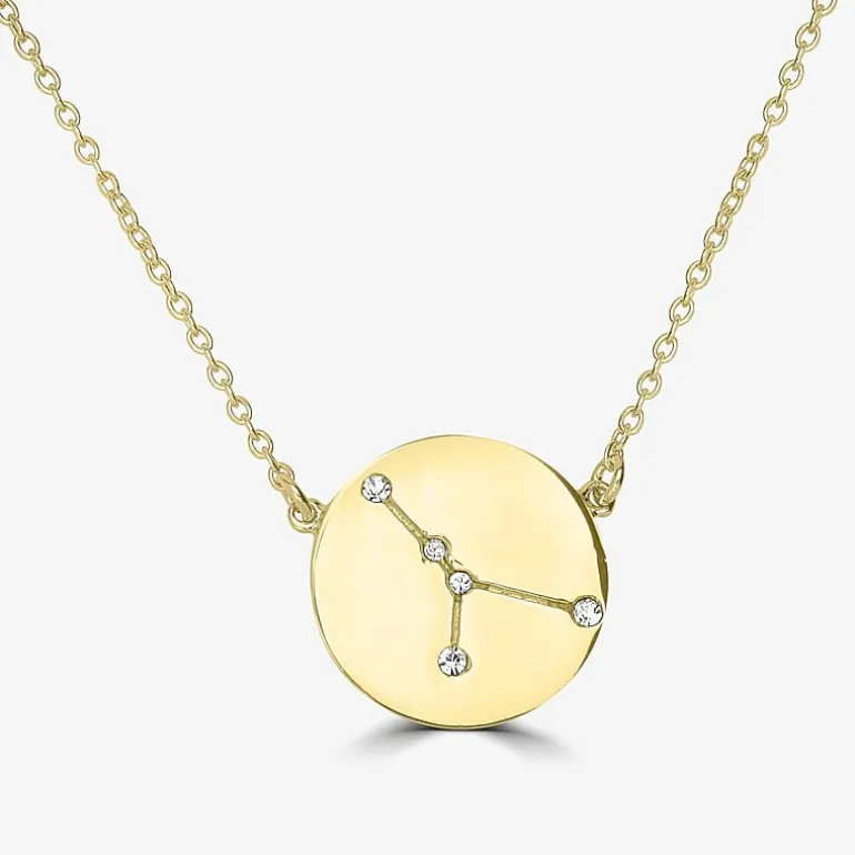 Sparkle Allure Zodiac Coin Womens Crystal 14K Gold Over Brass Round 16 Inch Pendant Necklace