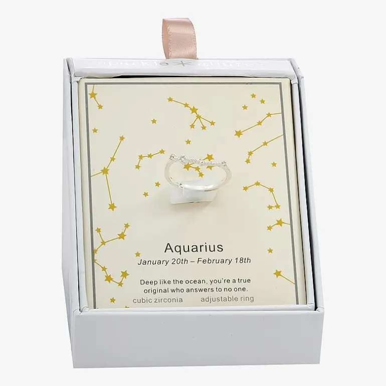 Sparkle Allure Zodiac Womens Cubic Zirconia Pure Silver Over Brass Band