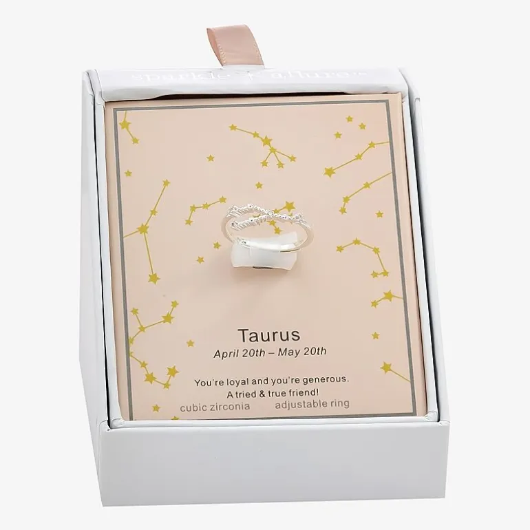 Sparkle Allure Zodiac Womens Cubic Zirconia Pure Silver Over Brass Band
