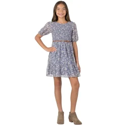 Speechless Big Kid Girls Elbow Sleeve Puffed A-Line Dress
