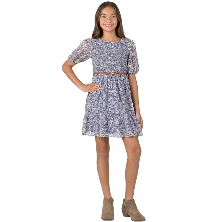 Speechless Big Kid Girls Elbow Sleeve Puffed A-Line Dress