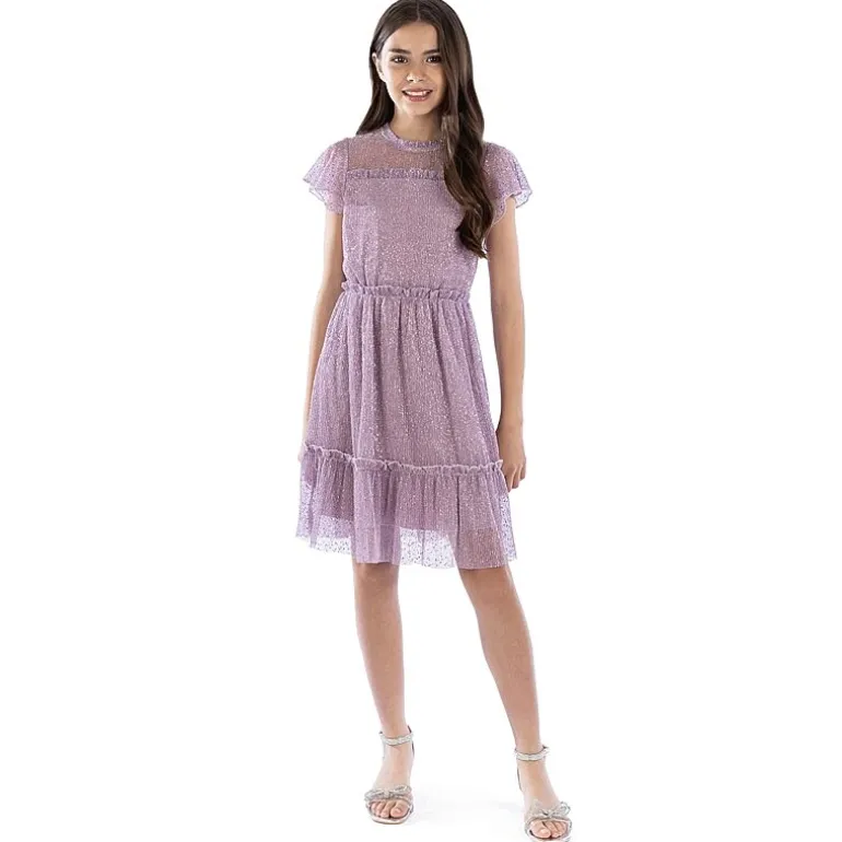Speechless Big Kid Girls Embellished Short Sleeve Flutter Party Dress