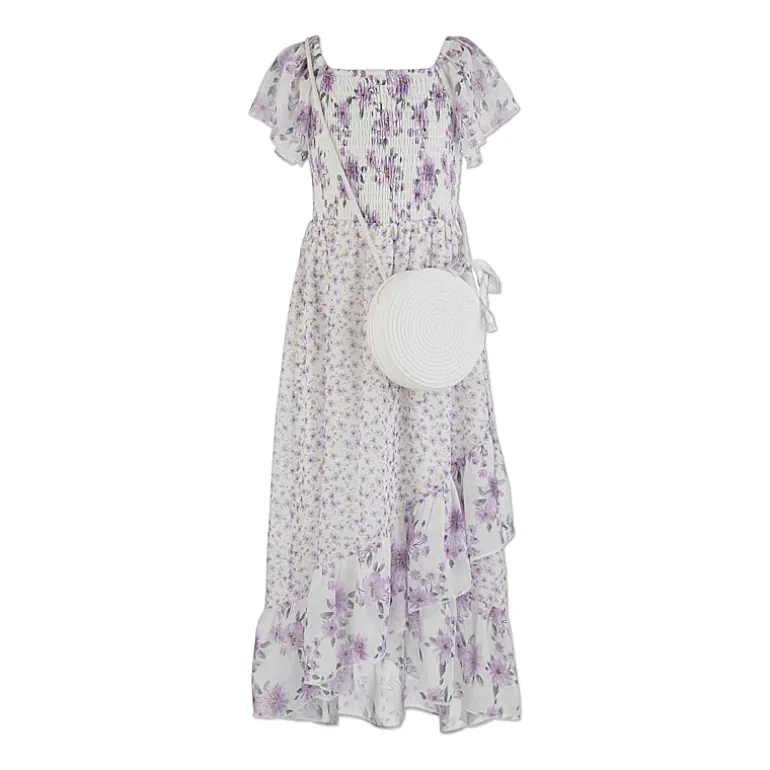 Speechless Big Kid Girls Short Sleeve Flutter A-Line Dress