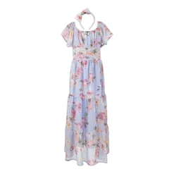 Speechless Big Kid Girls Short Sleeve Flutter Floral Maxi Dress