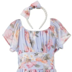 Speechless Big Kid Girls Short Sleeve Flutter Floral Maxi Dress
