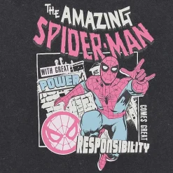 Spiderman Oversized Tee Womens Juniors Crew Neck Short Sleeve Oversized Spiderman Graphic T-Shirt