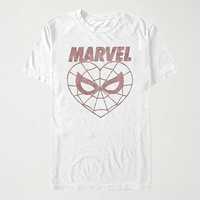 Spidey Heart Womens Juniors Crew Neck Short Sleeve Regular Fit Spiderman Graphic T-Shirt