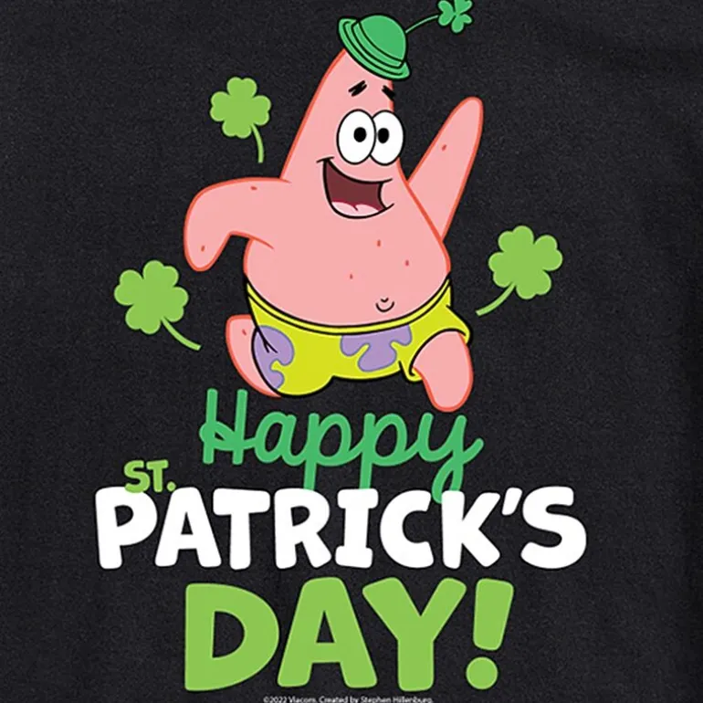 Squarepants Happy Patrick'S Day Tee Womens Juniors Crew Neck Short Sleeve Regular Fit Spongebob Graphic T-Shirt