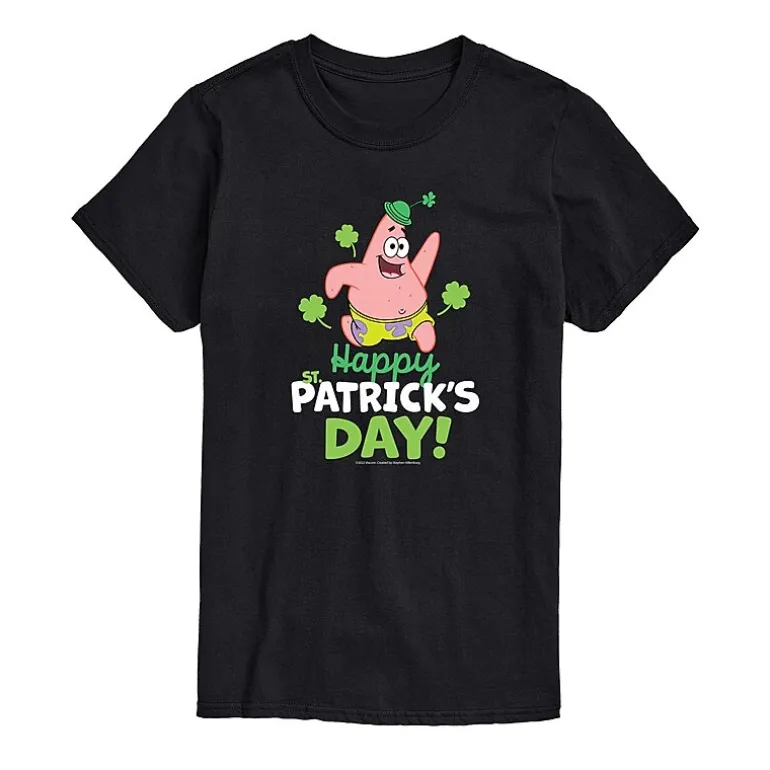 Squarepants Happy Patrick'S Day Tee Womens Juniors Crew Neck Short Sleeve Regular Fit Spongebob Graphic T-Shirt