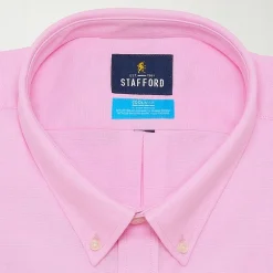 Stafford Big and Tall Coolmax All Season Oxford Mens Button Down Collar Long Sleeve Stretch Fabric Wrinkle Free Dress Shirt