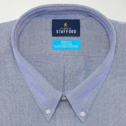 Stafford Big and Tall Coolmax All Season Oxford Mens Button Down Collar Long Sleeve Stretch Fabric Wrinkle Free Dress Shirt