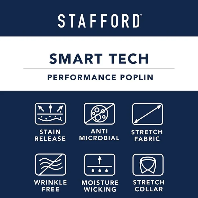 Stafford Big and Tall Smart Tech Mens Regular Fit Stretch Fabric Wrinkle Free Long Sleeve Dress Shirt