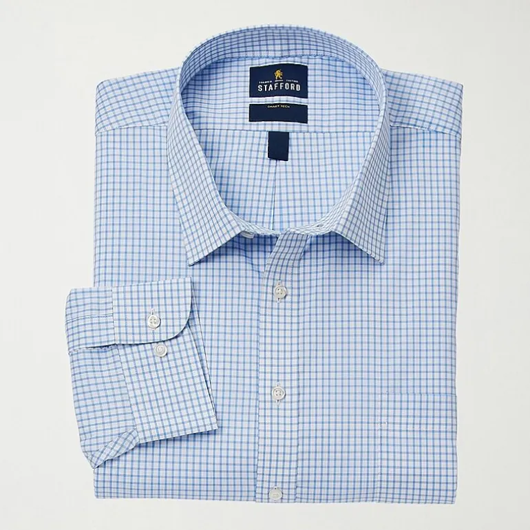 Stafford Big and Tall Smart Tech Mens Regular Fit Stretch Fabric Wrinkle Free Long Sleeve Dress Shirt