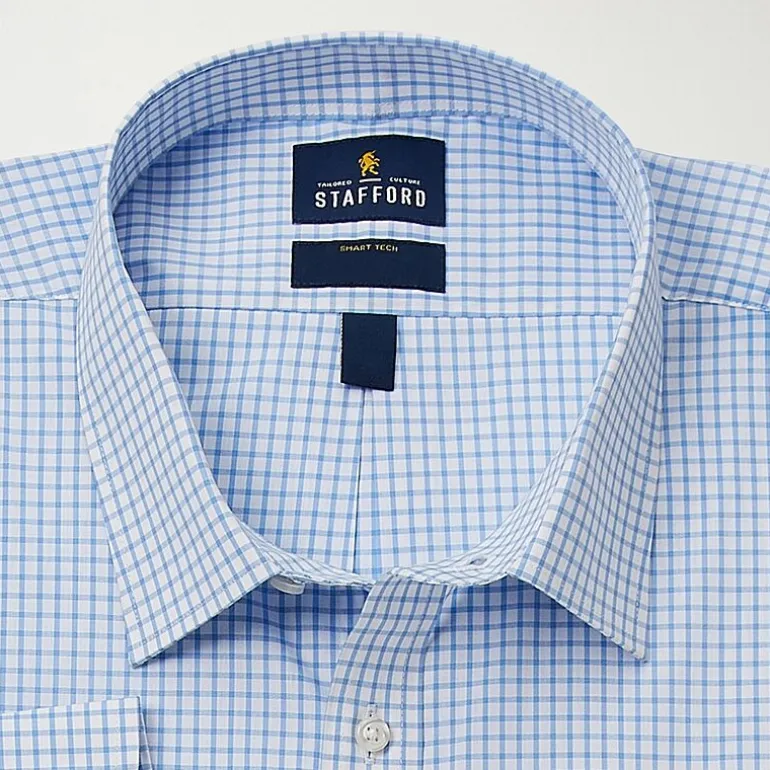 Stafford Big and Tall Smart Tech Mens Regular Fit Stretch Fabric Wrinkle Free Long Sleeve Dress Shirt