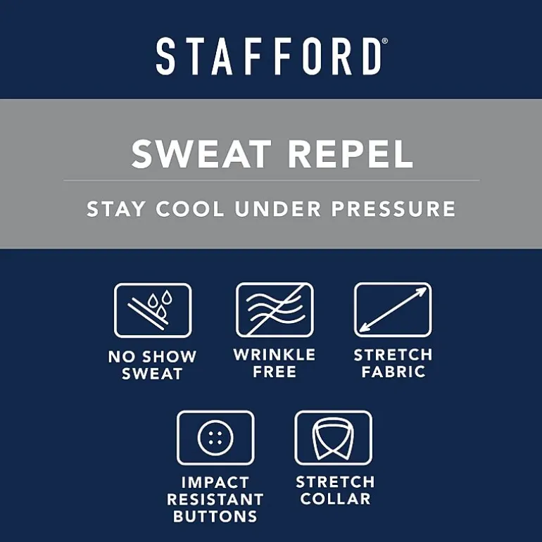 Stafford Big & Tall Advanced Performance Sweat Repel Mens Regular Fit Stretch Fabric Wrinkle Free Long Sleeve Dress Shirt