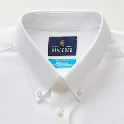 Stafford Coolmax All Season Ecomade Oxford Mens Regular Fit Stretch Fabric Wrinkle Free Long Sleeve Dress Shirt