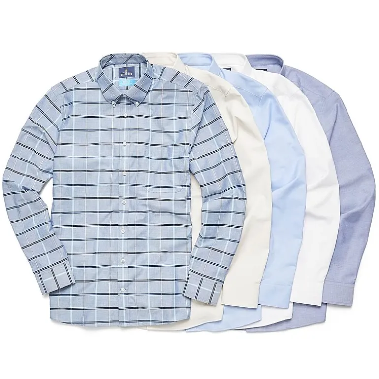 Stafford Coolmax All Season Ecomade Oxford Mens Regular Fit Stretch Fabric Wrinkle Free Long Sleeve Dress Shirt