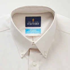 Stafford Coolmax All Season Ecomade Oxford Mens Regular Fit Stretch Fabric Wrinkle Free Long Sleeve Dress Shirt