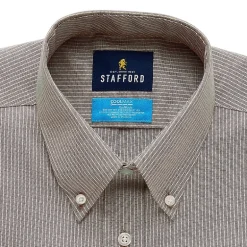 Stafford Coolmax All Season Ecomade Oxford Mens Regular Fit Stretch Fabric Wrinkle Free Long Sleeve Dress Shirt