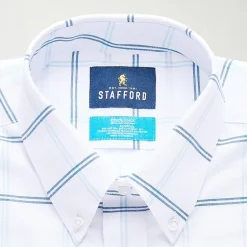 Stafford Coolmax All Season Ecomade Oxford Mens Regular Fit Stretch Fabric Wrinkle Free Long Sleeve Dress Shirt