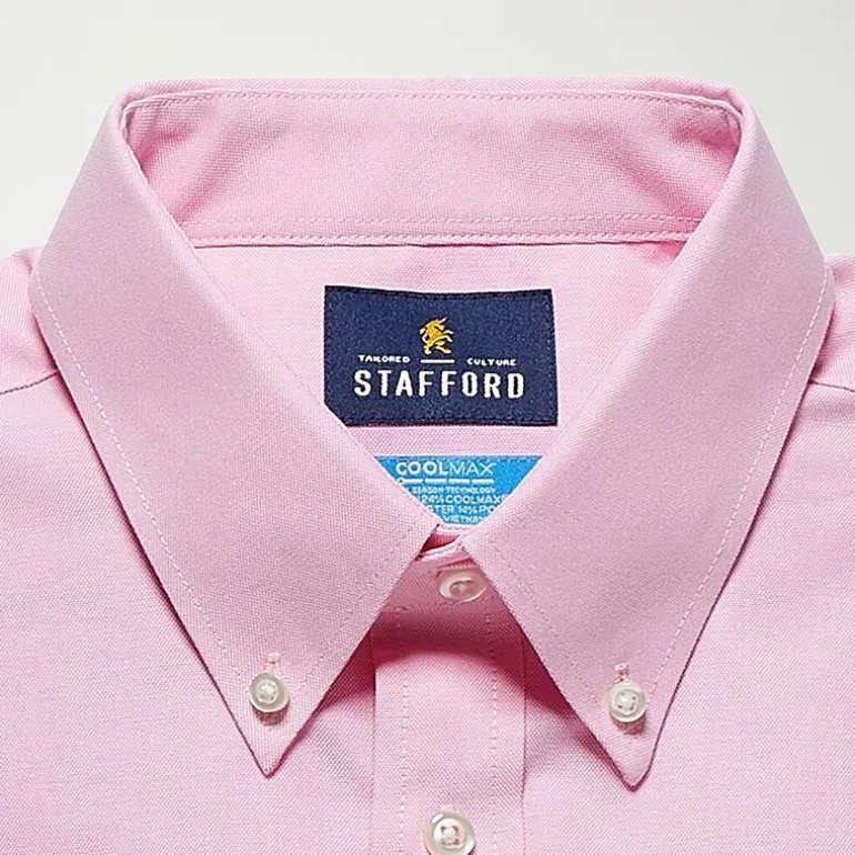 Stafford Coolmax All Season Ecomade Mens Classic Fit Stretch Fabric Wrinkle Free Long Sleeve Dress Shirt