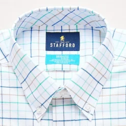 Stafford Coolmax All Season Ecomade Oxford Mens Slim Fit Stretch Fabric Wrinkle Free Long Sleeve Dress Shirt