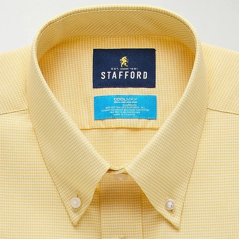 Stafford Coolmax All Season Ecomade Oxford Mens Slim Fit Stretch Fabric Wrinkle Free Long Sleeve Dress Shirt
