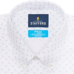 Stafford Coolmax All Season Ecomade Oxford Mens Slim Fit Stretch Fabric Wrinkle Free Long Sleeve Dress Shirt