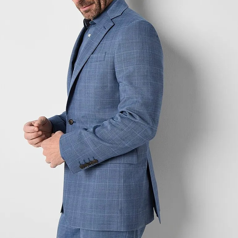 Stafford Coolmax All Season Ecomade Classic Fit Plaid Suit Separates