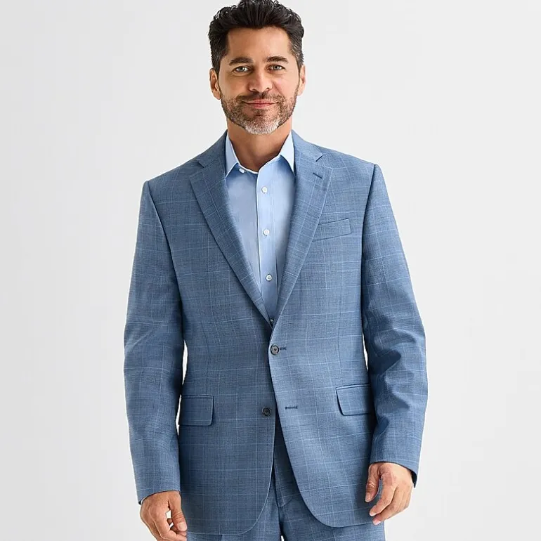 Stafford Coolmax All Season Ecomade Mens Classic Fit Plaid Suit Jacket