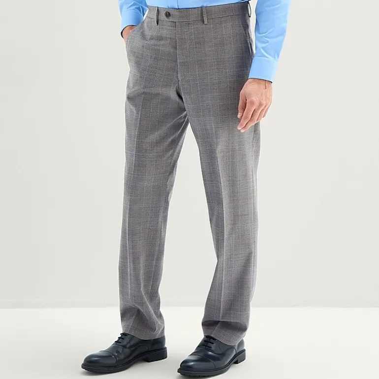 Stafford Coolmax All Season Ecomade Mens Classic Fit Plaid Flat Front Suit Pant