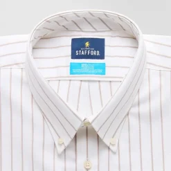 Stafford Coolmax All Season Ecomade Oxford Mens Regular Fit Stretch Fabric Wrinkle Free Long Sleeve Dress Shirt