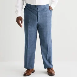 Stafford Coolmax All Season Ecomade Mens Big and Tall Regular Fit Plaid Flat Front Suit Pant