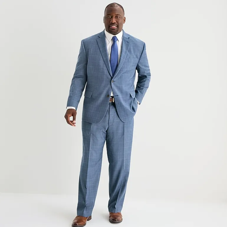 Stafford Coolmax All Season Ecomade Mens Big and Tall Plaid Suit Separates
