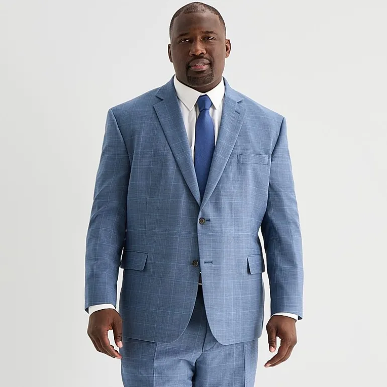 Stafford Coolmax All Season Ecomade Mens Big and Tall Plaid Suit Separates
