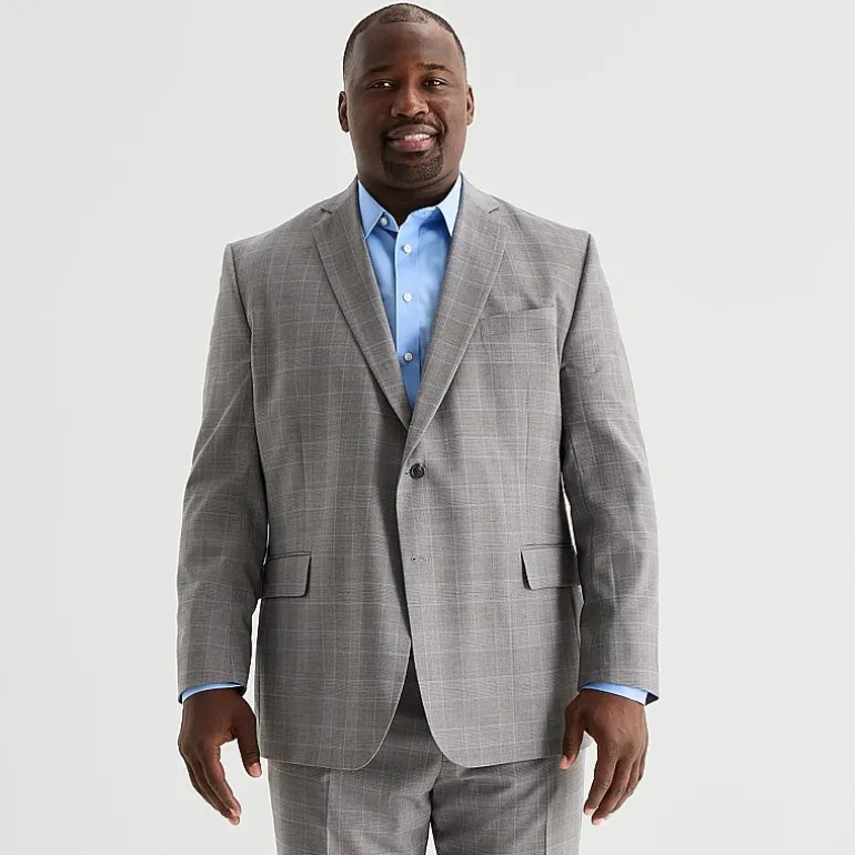Stafford Coolmax All Season Ecomade Mens Classic Fit Plaid Big and Tall Suit Jacket