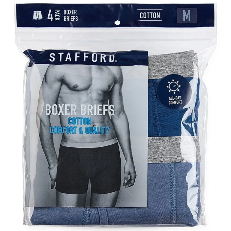 Stafford Cotton Mens Big and Tall 4 Pack Boxer Briefs 302866